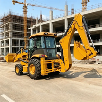 Backhoe Loader dengan Bucket Loader Depan Mesin 4x4 untuk Penggalian, Pemuatan, dan Penanganan Sampah