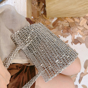 Wholesales Vintage Metal Sequins Sparkly Beaded Handbag Women Mini Evening <b>Purse</b> Luxury <b>Small</b> Tote Beaded Evening Bag - Product Image 4