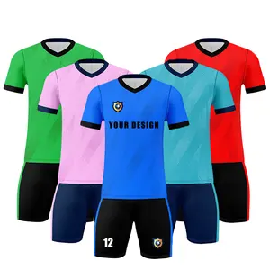 High Quality Professional Soccer Jersey Set for Adults Sublimated Pink Sports Shirt and Shorts for Adults' Football Matches