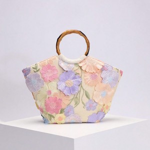 Hot Selling Seaside <b>Sequin</b> Flower Bamboo-section Handle Tote Bags Women's Mesh Glitter Beach Bags Zipper Hand-Held <b>Handbags</b> - Product Image 5