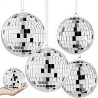 4 boules disco réfléchissantes en verre de 3 et 4 pouces, décorations de fête, thème disco des années 70, faites à la main, de haute qualité, ornements pour arbre de Noël et gâteaux