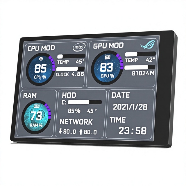 XINRUI 35-inch PC Secondary Display Adapter Card IPS Full-View USB-C Case-Mounted Screen Temperature MonitoringNo AIDA64