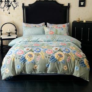 Bán Buôn Hoa Bộ Đồ Giường Jacquard Tấm Đẹp Đầy Màu Sắc Chống Tĩnh 100% Bông Bốn Mảnh Duvet Cover Với Vỏ Gối - Product Image 4