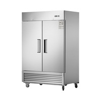 Congélateur commercial de 54 pouces, 2 sections, 2 portes pleines, construction intérieure et extérieure en acier inoxydable, congélateur à ouverture latérale, 42,2 pieds cubes.