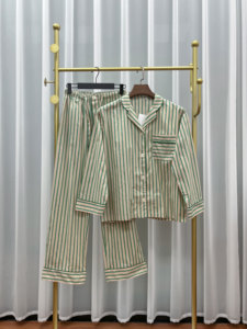 YUNCHI High Quality <strong>Women's</strong> <strong>Thermal</strong> Casual Bamboo Cotton Pajama Set Full <strong>Sleeves</strong> Pink Summer ODM - Product Image 2