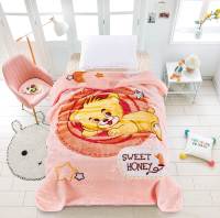 Selimut Bayi Teddy Bear Berbahan Raschel Solid Bermotif Bunga dan Garis, Teknik Nonwoven, Nyaman, Bermotif Kartun