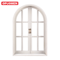 Ventana de Aluminio Blanca con Marco de Estilo Europeo Moderno OPUOMEN, Barra de Rejilla Francesa, Doble Acristalamiento, Vidrio Templado Tintado Low-E, Aislamiento Térmico