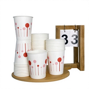 Gobelets en <span class=keywords><strong>carton</strong></span> jetables à paroi simple, extra-épais, robustes, motifs imprimés colorés, 200 ml, personnalisables en gros - Product Image 1