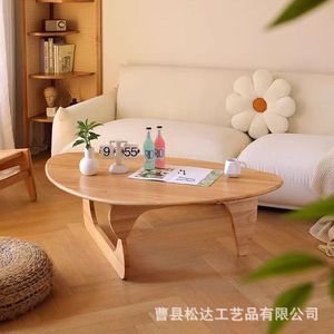 Nueva mesa de centro de madera, adecuada para sala de estar, uso doméstico, apartamento pequeño, forma triangular simple de estilo japonés moderno. - Product Image 1