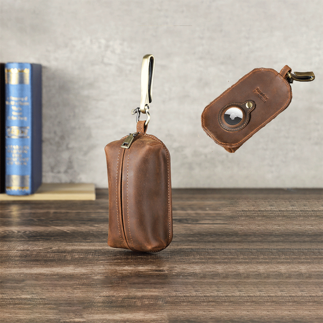 Custom Personalized Genuine Leather Faraday Key Fob Portable RFID Blocking Car Key Anti-Lost Pouch Case Protector