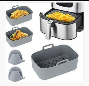 Recipiente de Silicona Rectangular Reutilizable para Freidora de Aire, Apto para Alimentos, Revestimiento de Cesta de Silicona para Freidora de Aire, Bandeja de Silicona para Hornear para Ninja Dual - Product Image 6