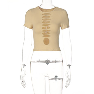 <span class=keywords><strong>Modelli</strong></span> Khaki Abbigliamento <span class=keywords><strong>Donna</strong></span> Camicetta Sexy Casual T-Shirt a Maniche Corte per Donne - Product Image 4