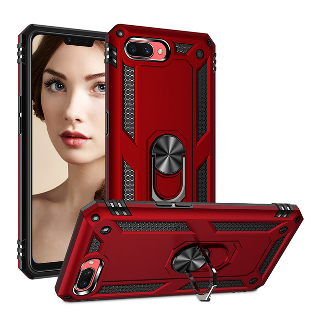 LeYi Shockproof TPU PC Car Magnetic Kickstand Ring Phone Case for OPPO F11 Pro A5S A93 A5 Reno 4F A3S Back Cover