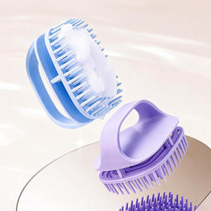 Brosse de massage du cuir chevelu violette en caoutchouc, peigne à shampoing pour le soin des méridiens de la tête, outil de nettoyage anti-démangeaisons - Product Image 4