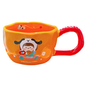 Rorojump <b>Ceramic</b> <b>Mug</b> Pink With Handle Hand Painted Underglaze Colors Gift For Couples Home Office Use - Product Image 2