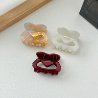 프렌치 4.8cm 아세트산 심장 헤어 클로 롤빵 헤어 스타일 액세서리 아세테이트 헤어 클로 미니 팝 귀여운 헤어 클립 여성용 모자