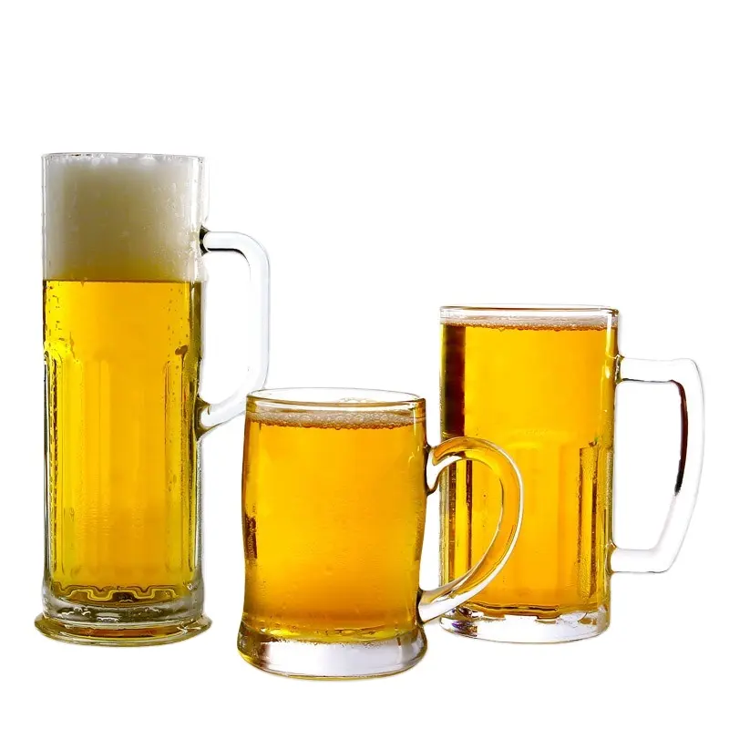 250ml 350ml 400 In Bulk Handgrip Glass Beer Mugs Wholesale Beer Stein Glasses Customizable