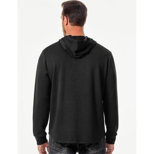 Sudadera con capucha deportiva personalizada para hombre, sudadera deportiva sólida con ajuste muscular y bolsillos Kanga con cremallera y Jersey con cordón, talla XS - Product Image 3