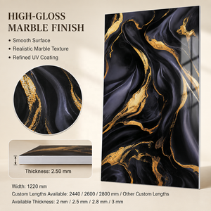 Panneau mural abstrait MORLENX <span class=keywords><strong>noir</strong></span>, violet et or, en PVC brillant effet <span class=keywords><strong>marbre</strong></span> pour murs décoratifs <span class=keywords><strong>de</strong></span> restaurants <span class=keywords><strong>de</strong></span> luxe - Product Image 2