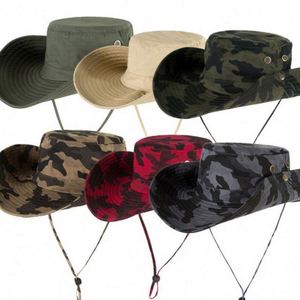 Wholesale UV Protection Summer Wide Brim Boonie Hat Unisex <b>String</b> Travel Cycling Daily Use 100% Polyester Four Seasons - Product Image 1