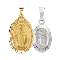 Collier pendentif personnalisé avec logo, médailles religieuses catholiques miraculeuses en métal, croix, charmes de Saint Benoît, Or et Argent