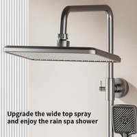 Ensemble de douche thermostatique en aluminium spatial gris anthracite avec affichage numérique, touches piano, 4 fonctions, douche pluie, mitigeur de salle de bain professionnel