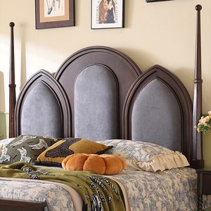 Cabecera Tapizada de Estilo Retro Francés, <span class=keywords><strong>Cama</strong></span> de Madera Maciza con Espacio de Almacenamiento, Tamaño King/Queen, Económica y Atractiva - Product Image 4