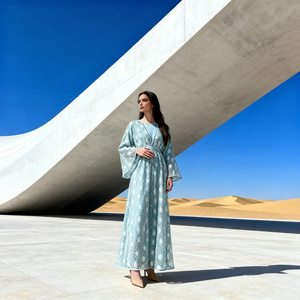 Vestido Abaya Elegante de Encaje de Poliéster Personalizado para Fiestas y Eventos para Mujeres Musulmanas, Proveedor Mayorista OEM - Product Image 2
