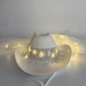 Sombrero <span class=keywords><strong>de</strong></span> Vaquera HLC con Velo y Perlas <span class=keywords><strong>de</strong></span> Imitación, Sombreros <span class=keywords><strong>de</strong></span> Novia con Luces LED y Letra 'Bride', Sombrero para <span class=keywords><strong>Despedida</strong></span> <span class=keywords><strong>de</strong></span> <span class=keywords><strong>Soltera</strong></span>, Fabricante - Product Image 5