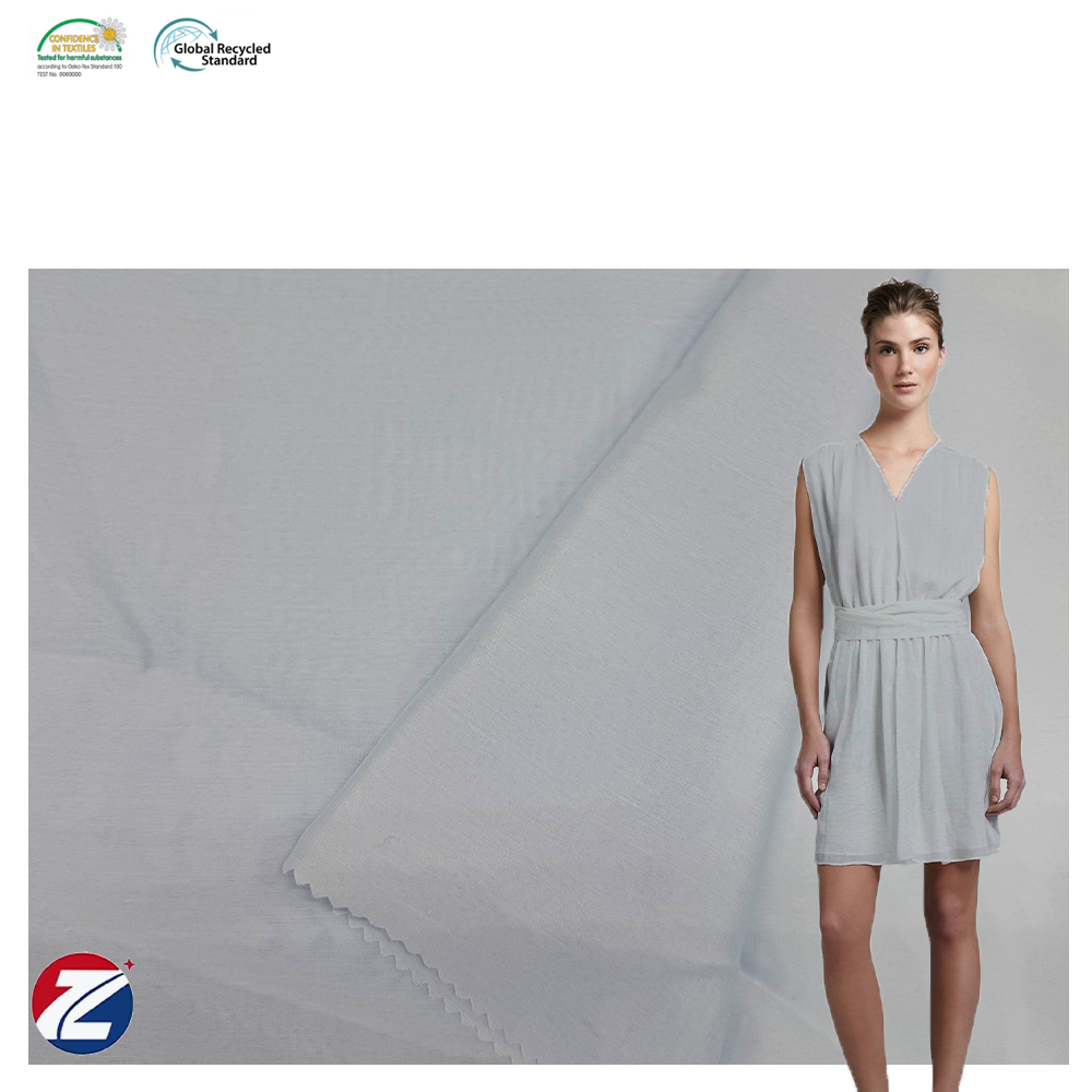 Sky Blue Eco-Friendly Rayon Blend Fabric | 50% Rayon 25% Nylon 25% Polyester 55GSM for Sheer Blouses Lightweight Curtains