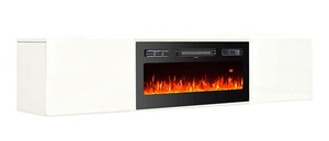 Meuble TV Autoportant et <span class=keywords><strong>Mural</strong></span> de 72" (183 cm) Blanc Noir en Bois avec Foyer Électrique - Product Image 6