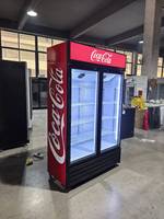 Réfrigérateur vertical professionnel en acier embossé à deux portes, vitrine réfrigérée à double porte à faible niveau sonore pour bar à salades