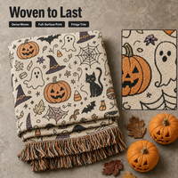 Couverture de canapé douce à motif personnalisé, tapisserie tissée en polyester et coton, couverture d'Halloween pour la décoration, vente en gros