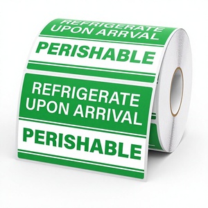 500 Etiquetas Adhesivas de Vinilo Impermeables y Desechables de <span class=keywords><strong>3x2</strong></span> Pulgadas, Rectangulares, para Envío, Advertencia de Refrigeración Verde para Alimentos - Product Image 1