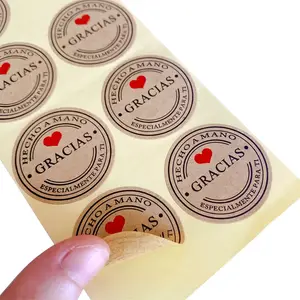 100PCS-lot Kraft Gracias Spanish Thank You labels Stickers Handmade Sealing Labels