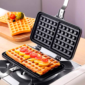 Popular Portable Sandwich Cake Mold Aluminium Roasting <b>Pan</b> Outdoor Use Two Side Breakfast Waffle <b>Grill</b> <b>Pan</b> - Product Image 5