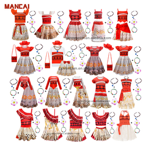 Latest <strong>Moana</strong> Cosplay Costume Halloween Adventure Girls Dress Beach Dresses Necklace Pocahontas Movie Kids Party <strong>Clothes</strong> - Product Image 1