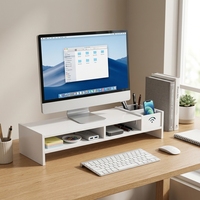 Support de moniteur d'ordinateur de bureau à trois niveaux en plastique, étagère de rangement mobile pour salon