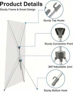 Support publicitaire portable rétractable résistant au vent pour exposition extérieure, type X, fourni directement par l'usine - Product Image 2