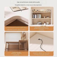 Bureau d'angle en bois style crème, bureau d'ordinateur pour salon, bureau d'étude à domicile pour étudiant, table compacte pour ordinateur portable avec intégration d'étagère