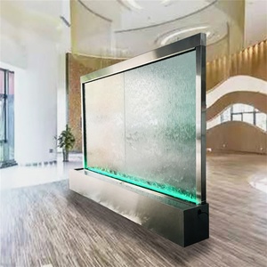 <span class=keywords><strong>Fontaine</strong></span> de cascade en acier inoxydable trempé, personnalisé (taille/logo), décoration murale de restaurant d'eau - Product Image 2