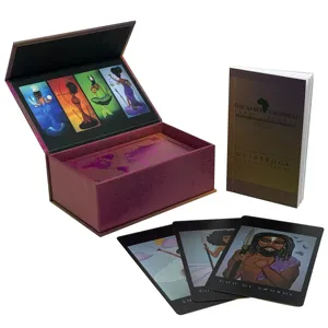 Impresión de cartas de oráculo personalizada, Impresión de Tarot con papel de aluminio púrpura holográfico, venta al por mayor