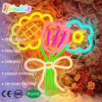 Neonawall Enseigne néon LED en acrylique, motif bouquet de fleurs bohème, à intensité variable, décoration murale pour chambre, mariage, fête d'anniversaire, cadeau pour elle