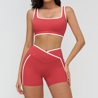 Ensembles de yoga pour femmes en Spandex, shorts de yoga taille haute extensibles et respirants, soutien-gorge de sport respirant pour la gym et le fitness
