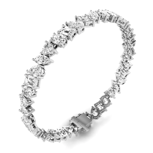 Brazalete de Tenis con Diamantes de Laboratorio de Formas Mixtas para Mujer, 8 Quilates, Color E, Claridad VVS2, Oro Blanco de 14K, Engaste de Puntas, Estilo Étnico, Certificado - Product Image 1