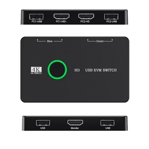 Caja de interruptores <span class=keywords><strong>KVM</strong></span> compatible con HD de 2 puertos con USB para compartir impresora de ratón de teclado entre 2 ordenadores en stock - Product Image 5