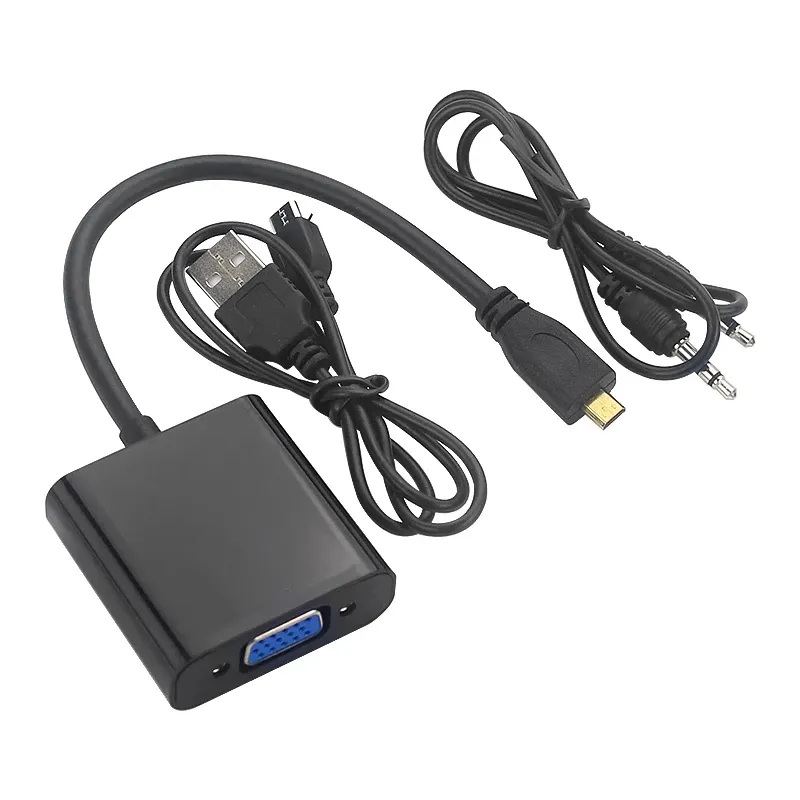 Monitor TV Male to Female HDMI to VGA Cable Converter connector with Audio usb Power Adapter for PS3 PS4 STB PC Laptop Tablet