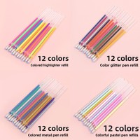 Recharges de stylos gel de remplacement transfrontalières, fluorescentes neutres, à pointe bille de 1,0 mm, métalliques pastel, 12 couleurs, 100 lots