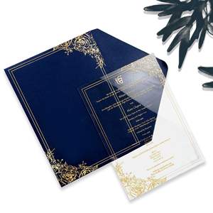 Invitations de mariage haut de gamme en acrylique transparent avec estampage à chaud doré et processus UV, conception de mise en page gratuite pour formes non standard - Product Image 5