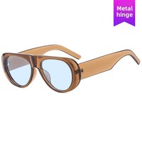 Lunettes de soleil ovales à monture large, style transfrontalier Europe-Amérique, nouvelle collection 2024, monture surdimensionnée, teinte gelée, personnalisées, minimalistes